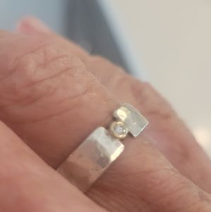 Sundance Catalog Size 7 Diamond and Sterling Silver Ring